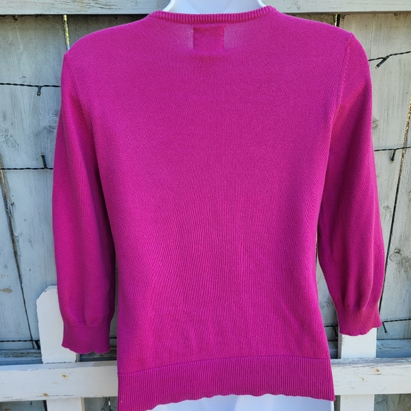 Anthropology Tabitha BarbieCore Fuscia Button Down Embellished Cardigan - Picture 4 of 8